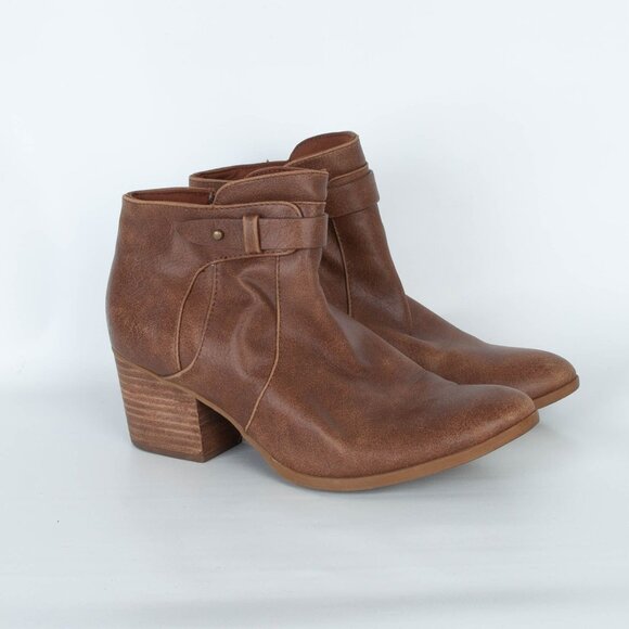 BearTraps Womens Nanette Ankle Boots Size 8M Tan Side Zip Casual Workwear - Picture 1 of 7